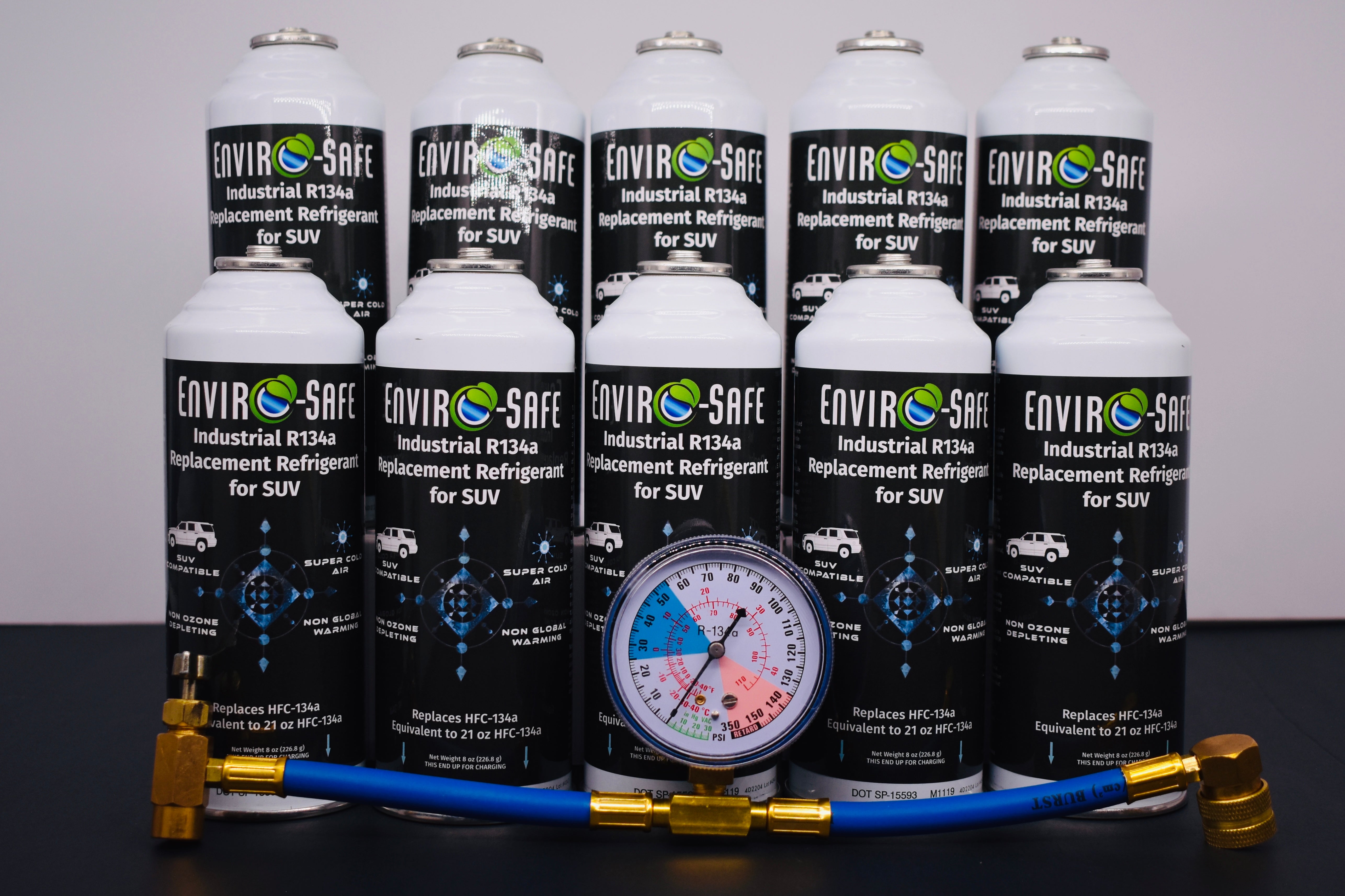 Industrial SUV 10 Cans x 8oz R134a Replacement | EPA Approved Hydrocarbon Refrigerant | For Large A/C Systems