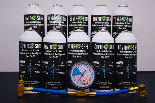 Industrial SUV 10 Cans x 8oz R134a Replacement | EPA Approved Hydrocarbon Refrigerant | For Large A/C Systems