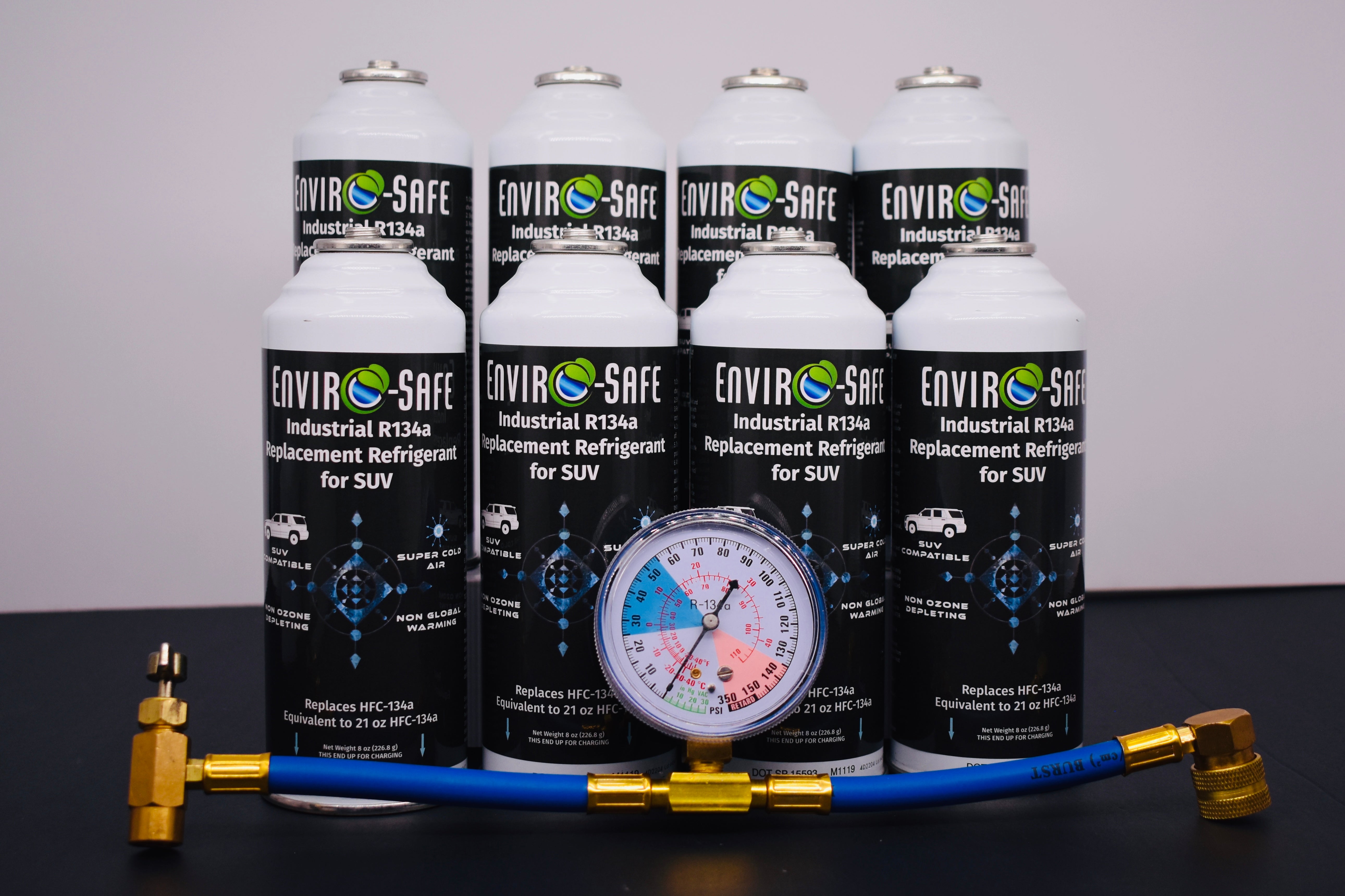 Industrial SUV 8 Cans x 8oz R134a Replacement | EPA Approved Hydrocarbon Refrigerant | For Large A/C Systems