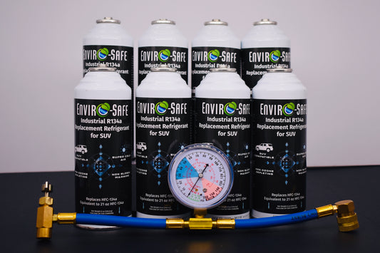 Industrial SUV 8 Cans x 8oz R134a Replacement | EPA Approved Hydrocarbon Refrigerant | For Large A/C Systems