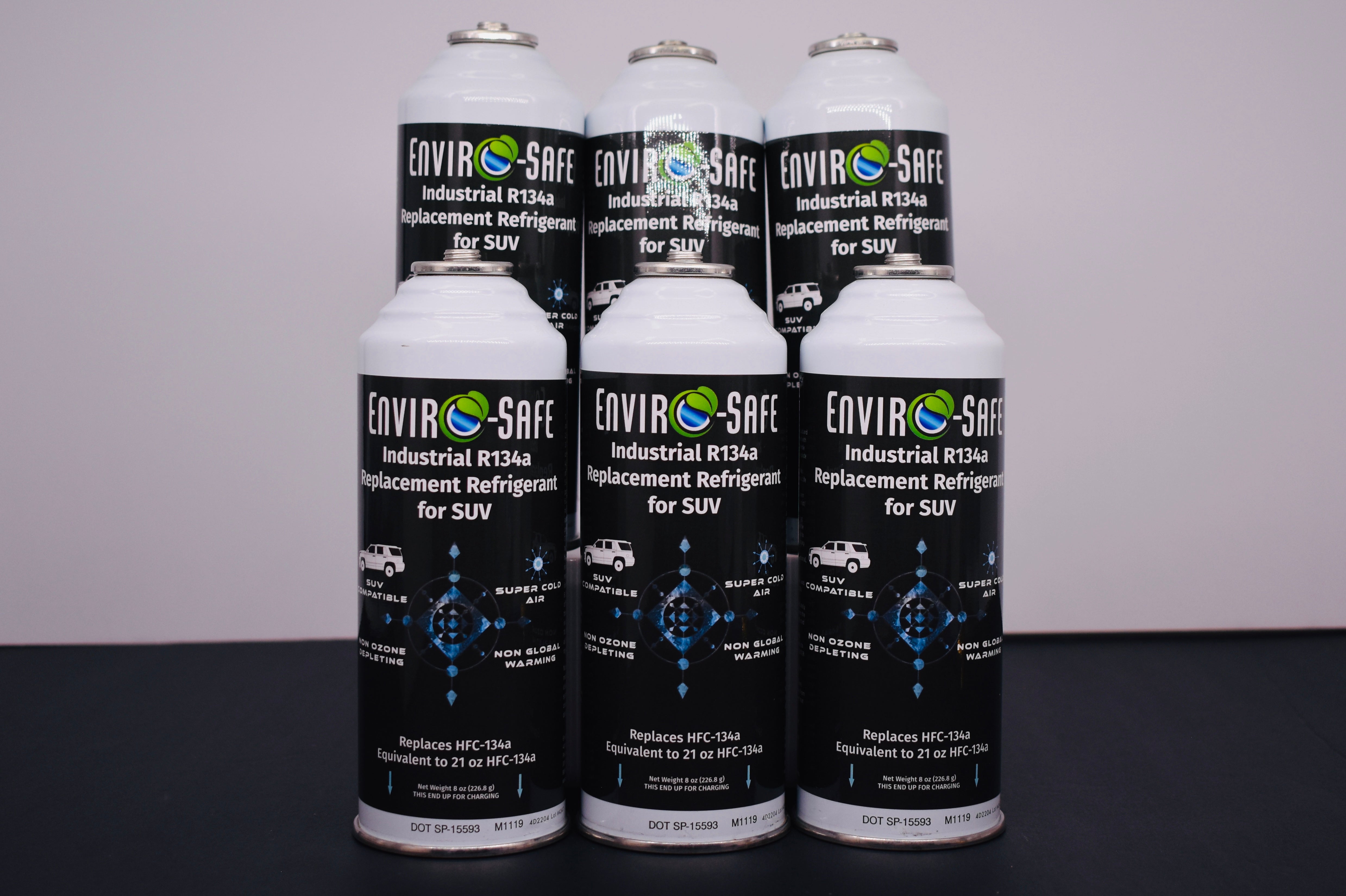 Industrial SUV 6 Cans x 8oz R134a Replacement | EPA Approved Hydrocarbon Refrigerant | For Large A/C Systems