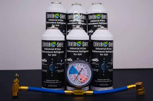 Industrial SUV 6 Cans x 8oz R134a Replacement | EPA Approved Hydrocarbon Refrigerant | For Large A/C Systems