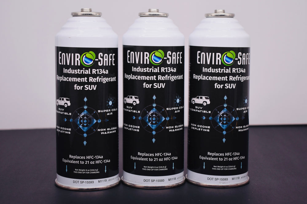 Industrial SUV 3 Cans x 8oz R134a Replacement | EPA Approved Hydrocarbon Refrigerant | For Large A/C Systems