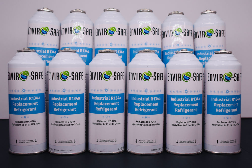 Industrial R134a Replacement Refrigerant 12 Cans × 8 oz | EPA-Approved Hydrocarbon | Colder Cooling Performance