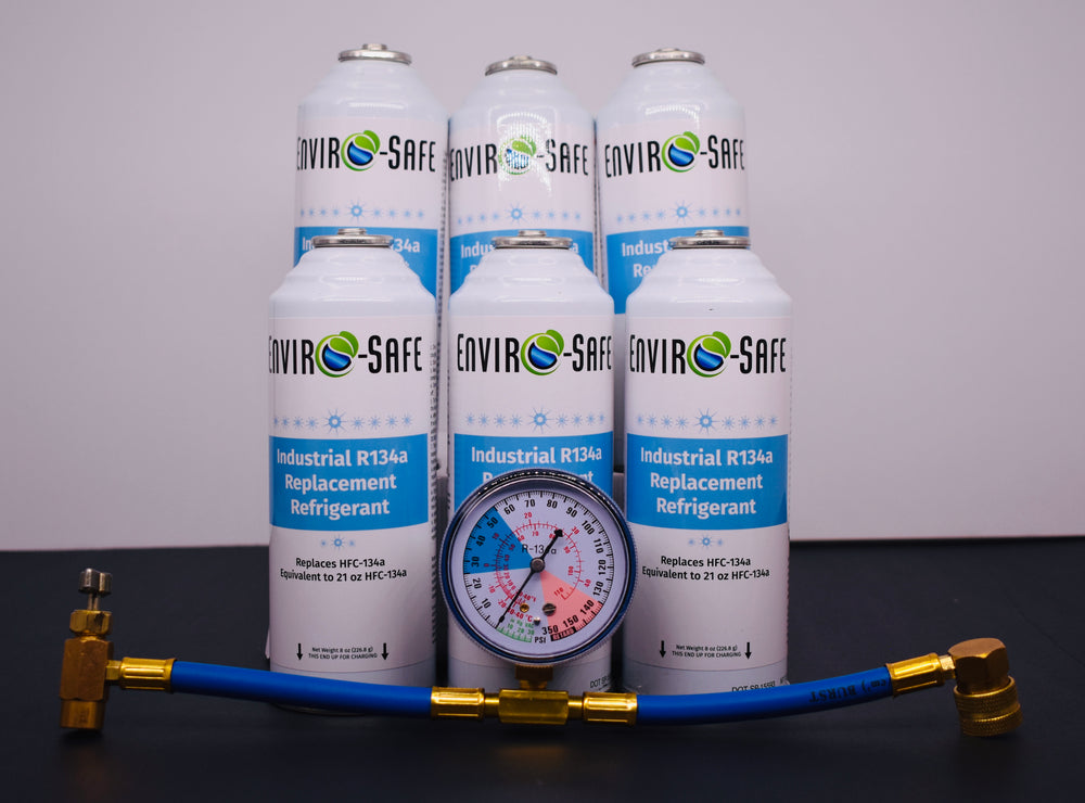 Industrial R134a Replacement Refrigerant 6 Cans × 8 oz | EPA-Approved Hydrocarbon | Colder Cooling Performance