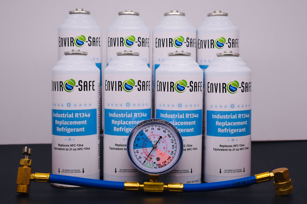 Industrial R134a Replacement Refrigerant 8 Cans × 8 oz | EPA-Approved Hydrocarbon | Colder Cooling Performance