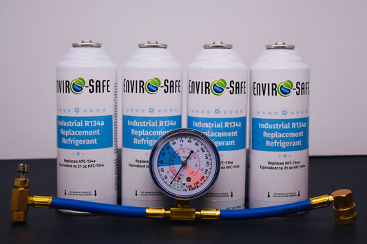 Industrial R134a Replacement Refrigerant 4 Cans × 8 oz | EPA-Approved Hydrocarbon | Colder Cooling Performance