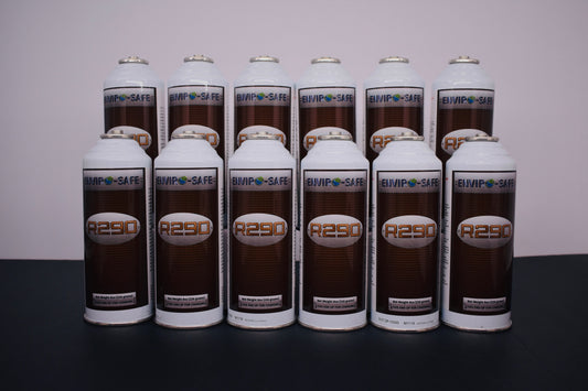 R290 Refrigerant – 8oz Can with Piercing Valve | 12-Can Pack | EPA Approved Hydrocarbon