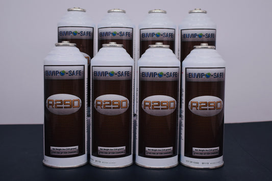 R290 Refrigerant – 8oz Can with Piercing Valve | 8-Can Pack | EPA Approved Hydrocarbon