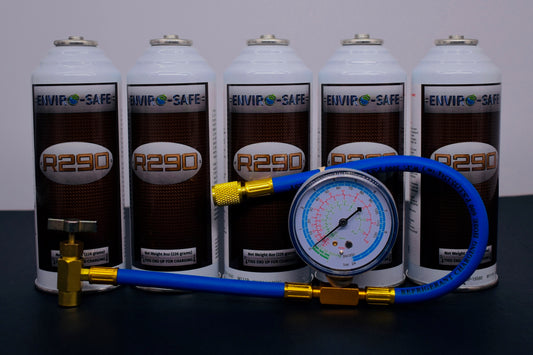 R290 Refrigerant – 8oz Can with Piercing Valve | 5-Can Pack | EPA Approved Hydrocarbon