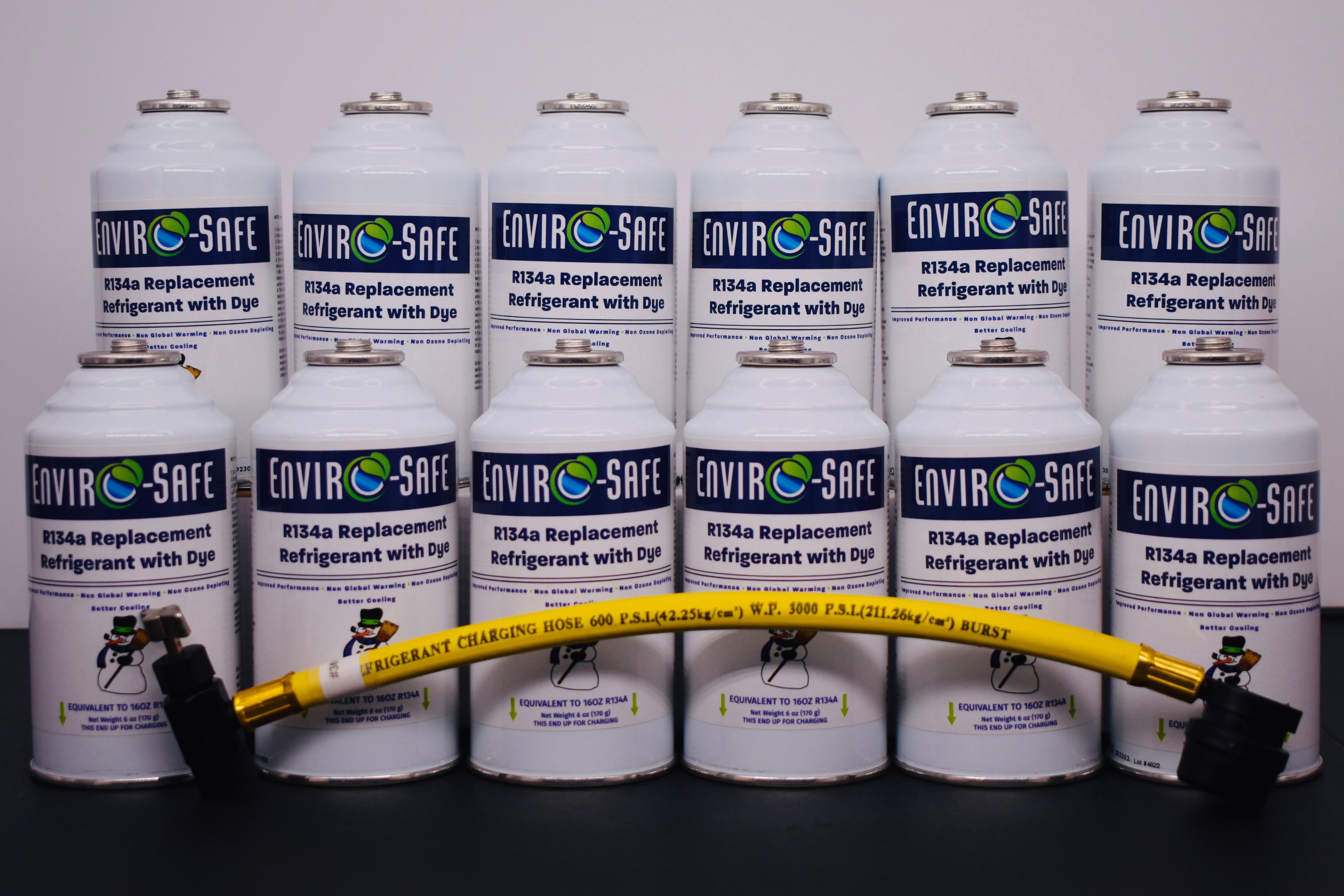 R134a Replacement Refrigerant with Dye – 12 × 6 oz Cans – Eco-Friendly A/C Recharge & Leak Detection