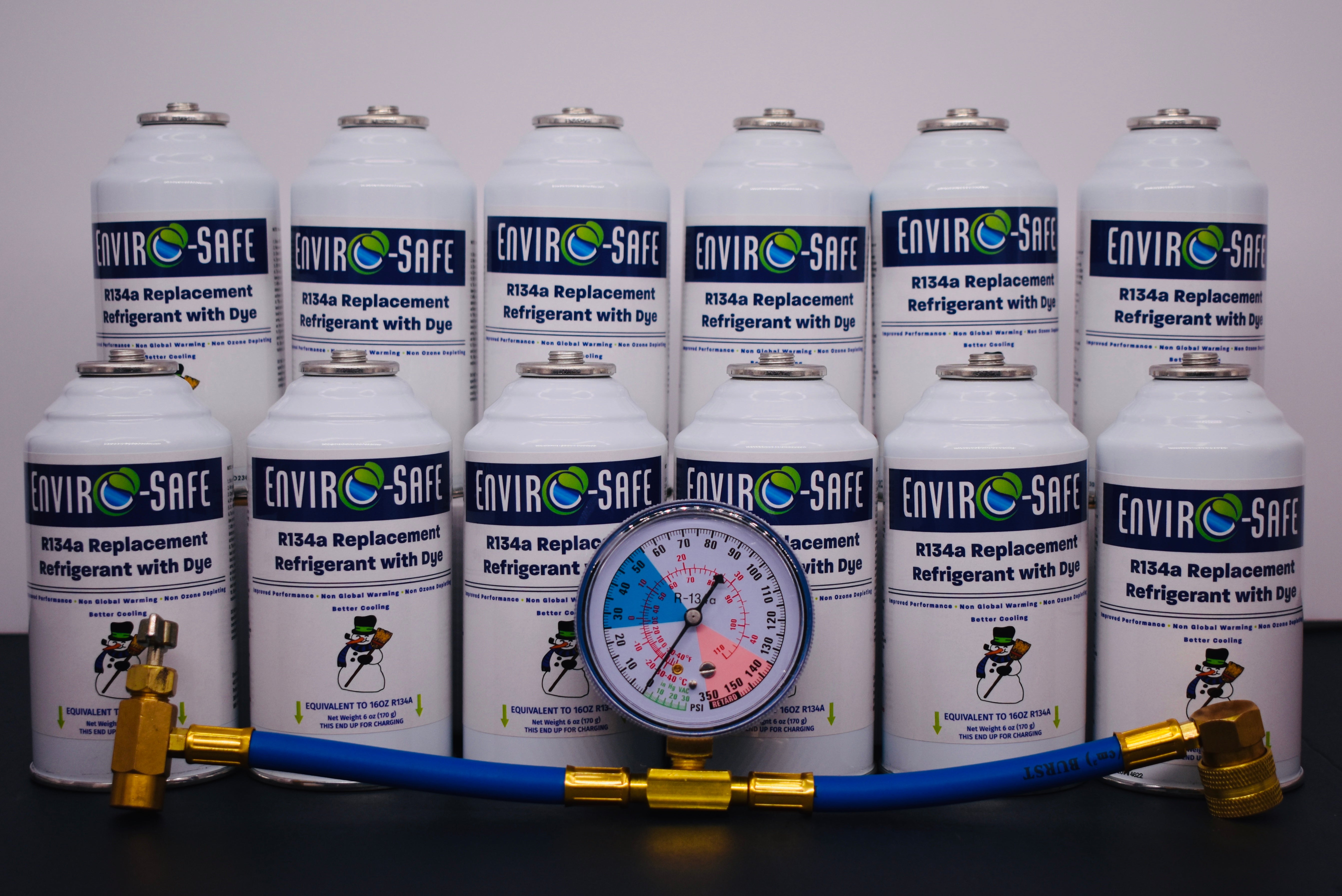 R134a Replacement Refrigerant with Dye – 12 × 6 oz Cans – Eco-Friendly A/C Recharge & Leak Detection