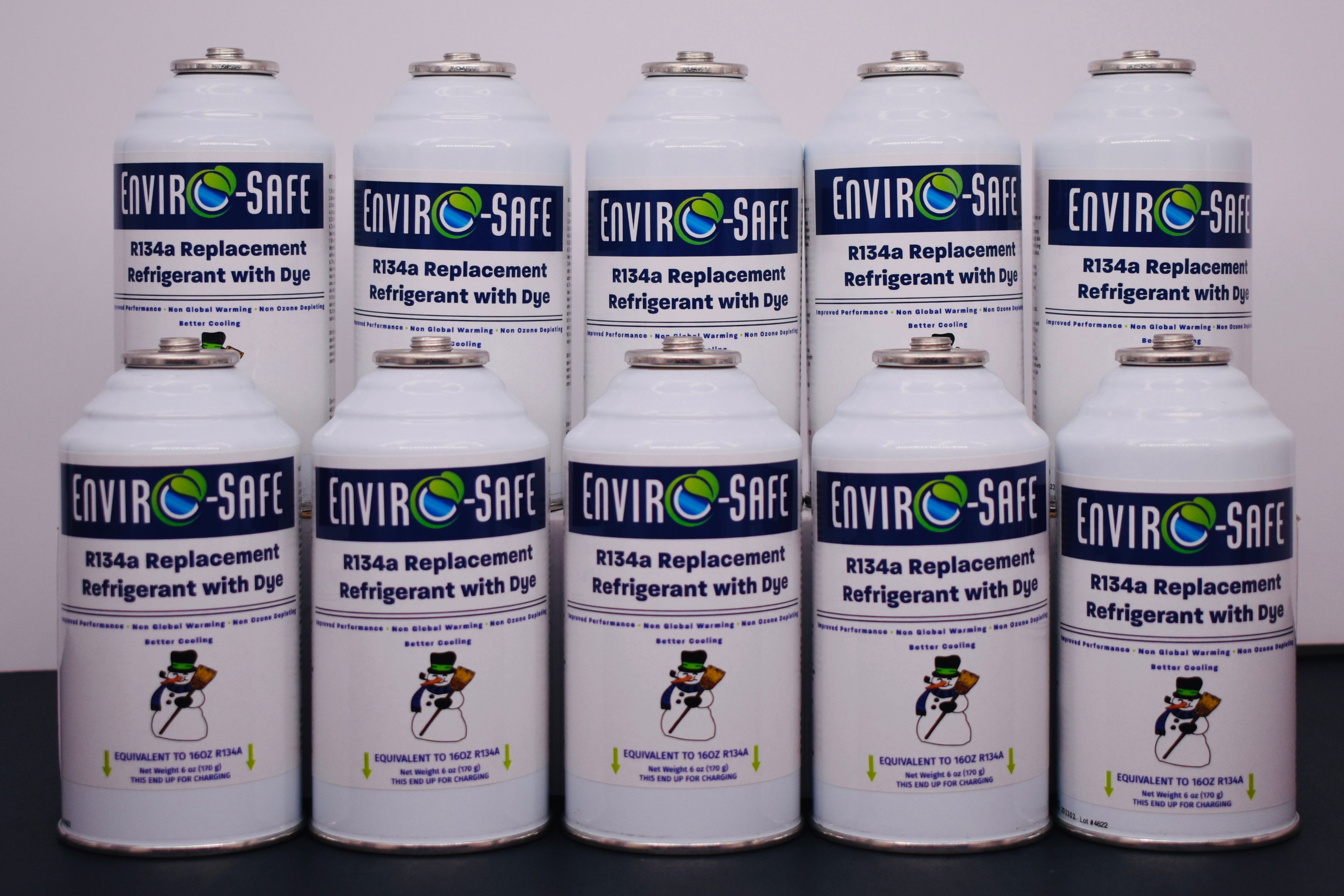 R134a Replacement Refrigerant with Dye – 10 × 6 oz Cans – Eco-Friendly A/C Recharge & Leak Detection