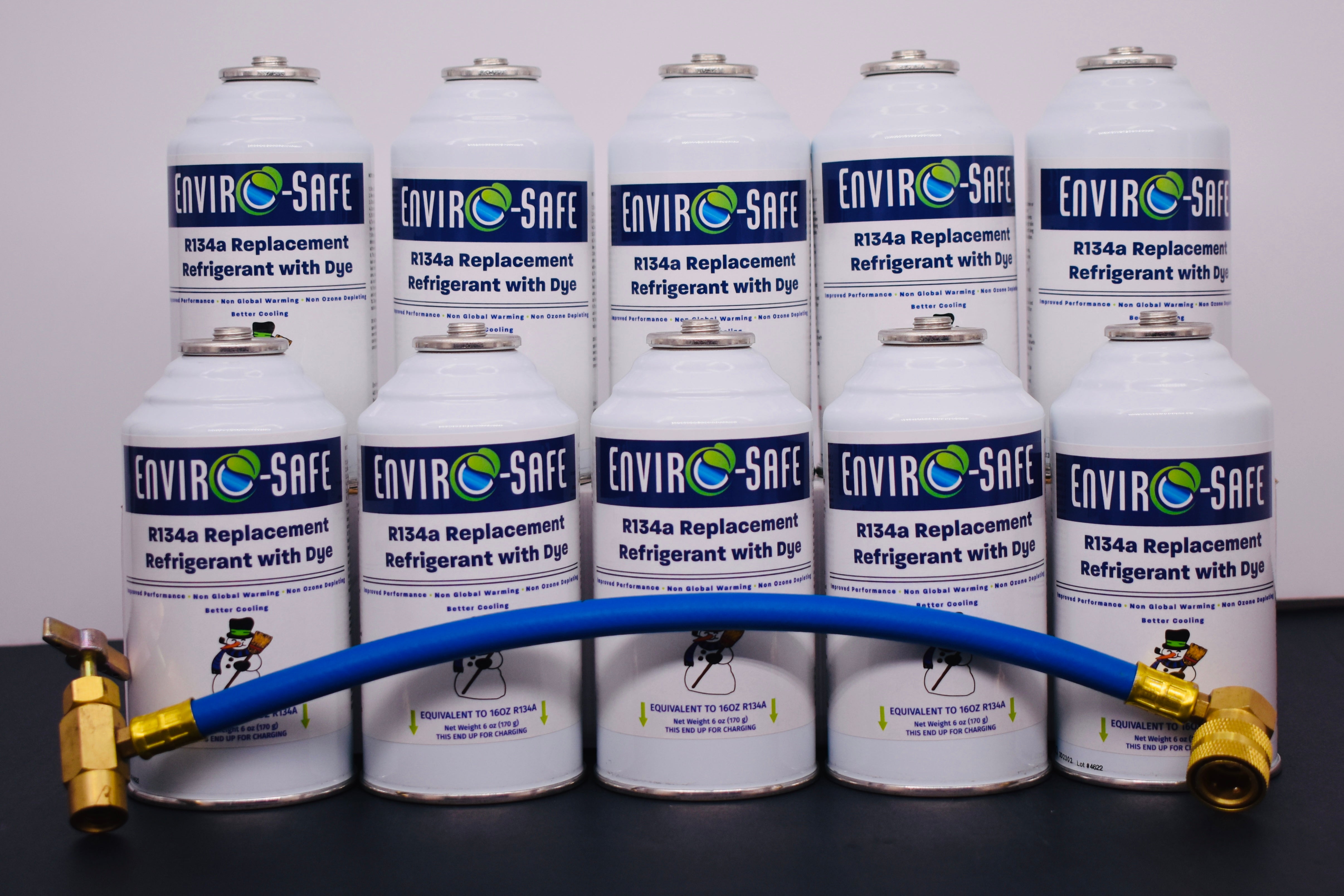 R134a Replacement Refrigerant with Dye – 10 × 6 oz Cans – Eco-Friendly A/C Recharge & Leak Detection