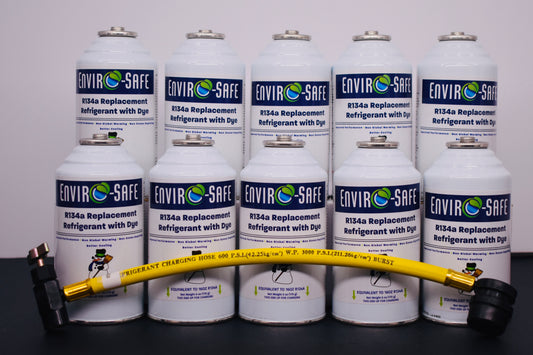 R134a Replacement Refrigerant with Dye – 10 × 6 oz Cans – Eco-Friendly A/C Recharge & Leak Detection