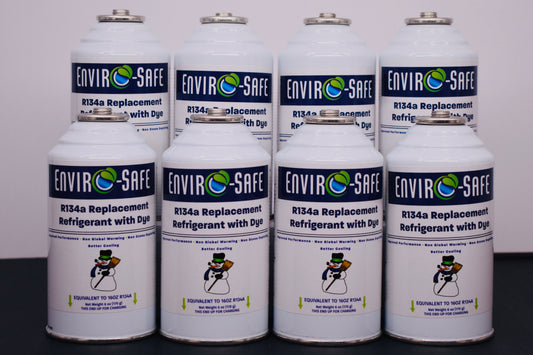 R134a Replacement Refrigerant with Dye – 8 × 6 oz Cans – Eco-Friendly A/C Recharge & Leak Detection