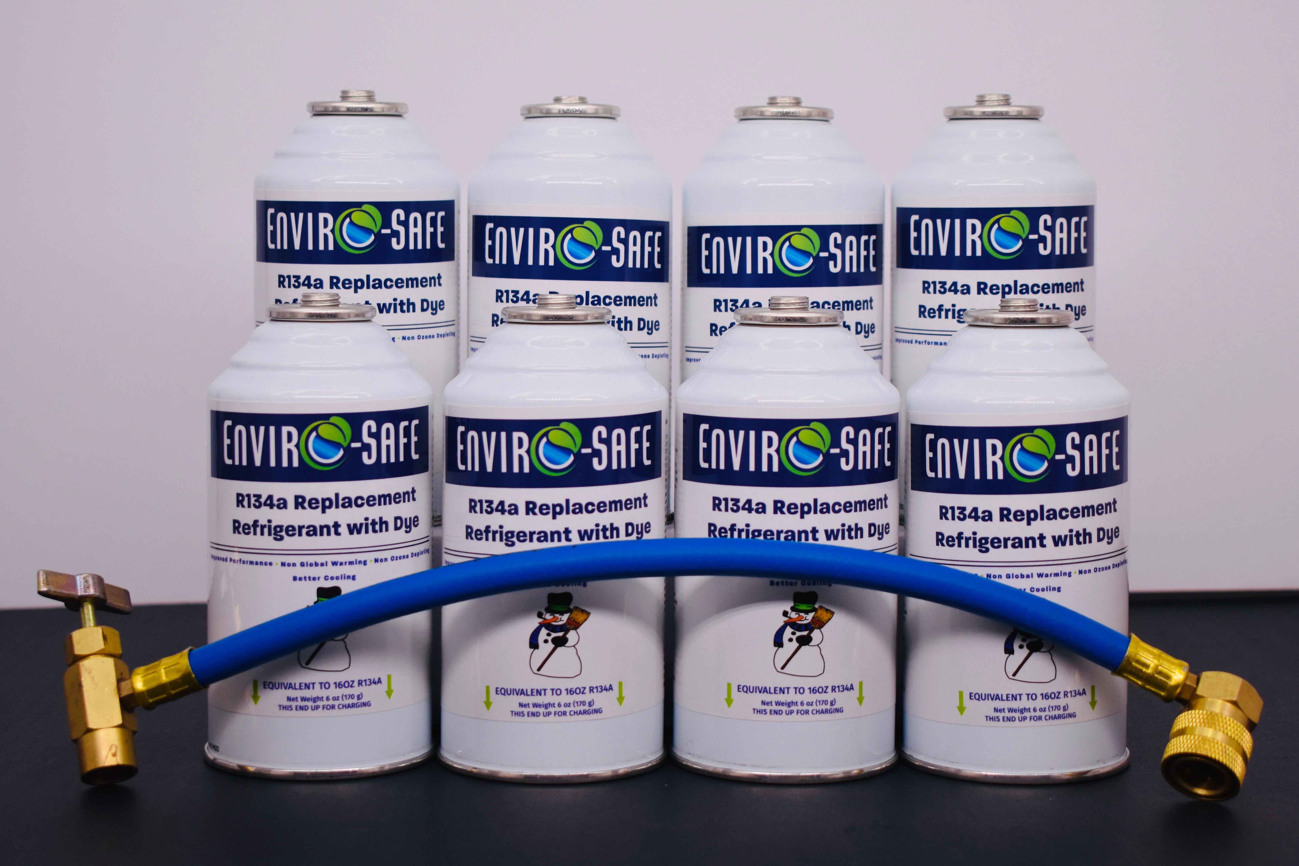 R134a Replacement Refrigerant with Dye – 8 × 6 oz Cans – Eco-Friendly A/C Recharge & Leak Detection