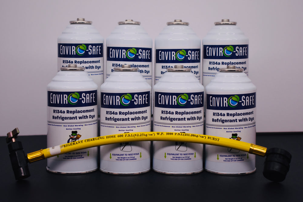R134a Replacement Refrigerant with Dye – 8 × 6 oz Cans – Eco-Friendly A/C Recharge & Leak Detection