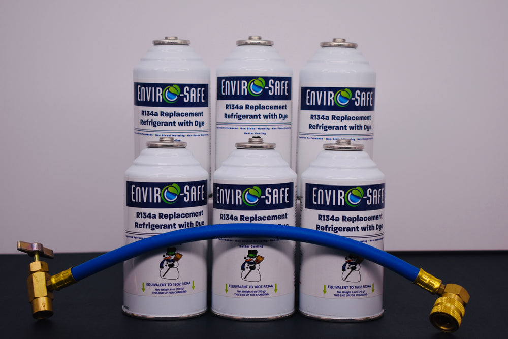 R134a Replacement Refrigerant with Dye – 6 × 6 oz Cans – Eco-Friendly A/C Recharge & Leak Detection