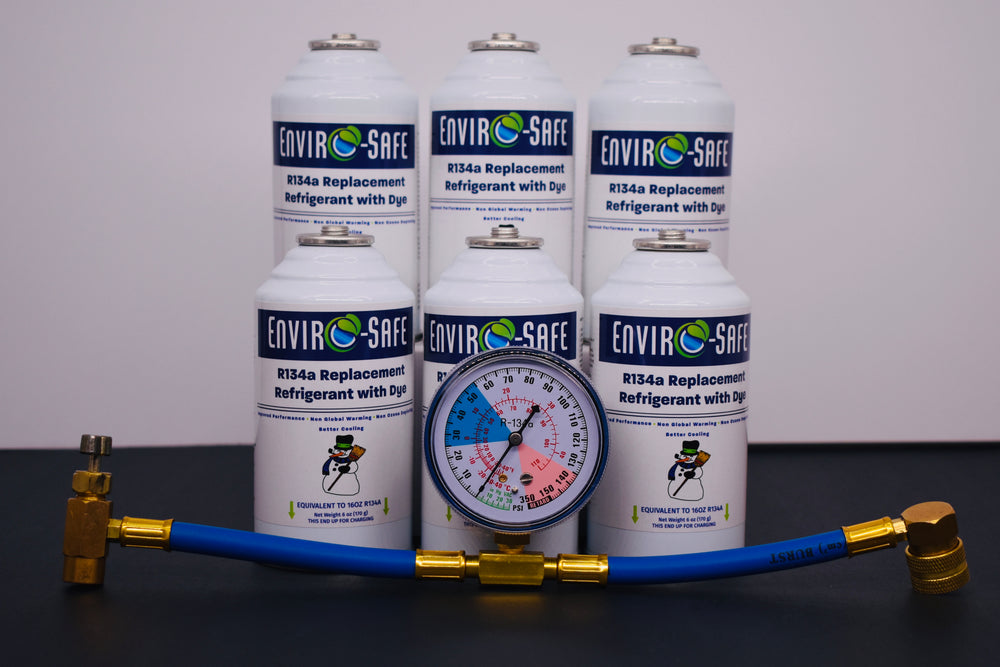 R134a Replacement Refrigerant with Dye – 6 × 6 oz Cans – Eco-Friendly A/C Recharge & Leak Detection