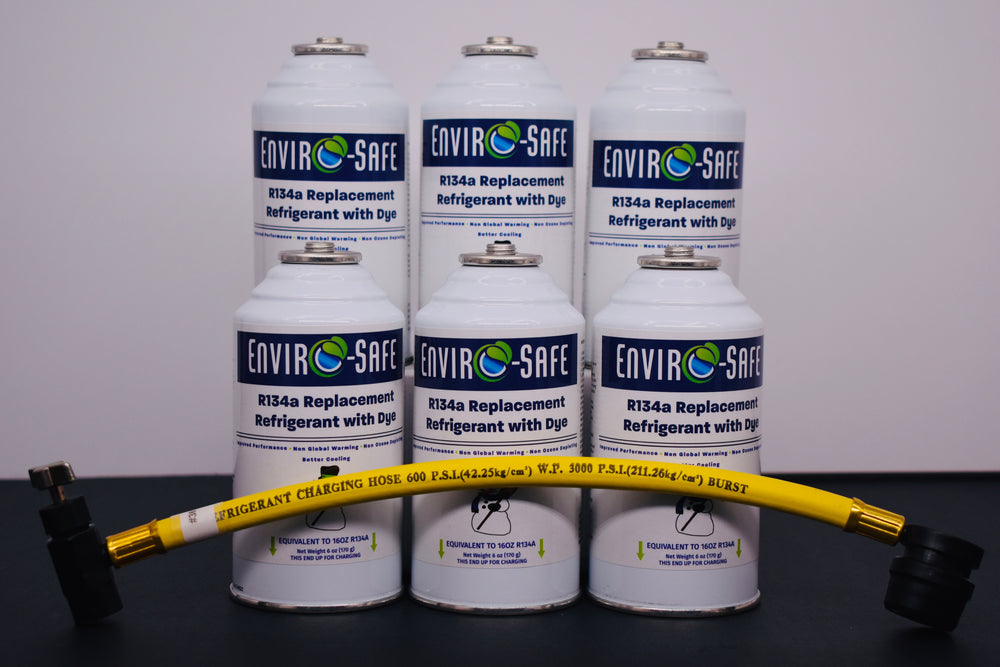 R134a Replacement Refrigerant with Dye – 6 × 6 oz Cans – Eco-Friendly A/C Recharge & Leak Detection