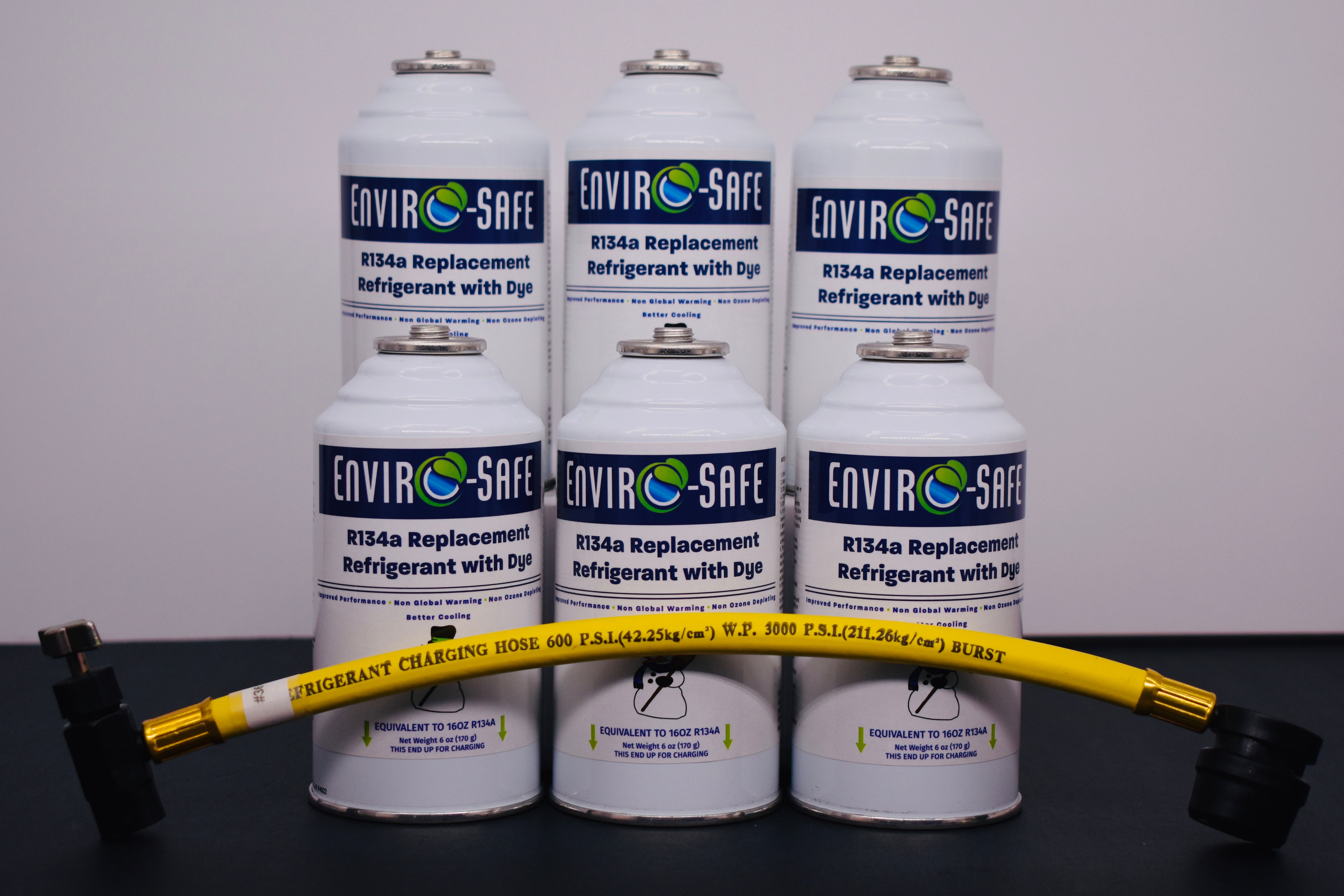 R134a Replacement Refrigerant with Dye – 6 × 6 oz Cans – Eco-Friendly A/C Recharge & Leak Detection