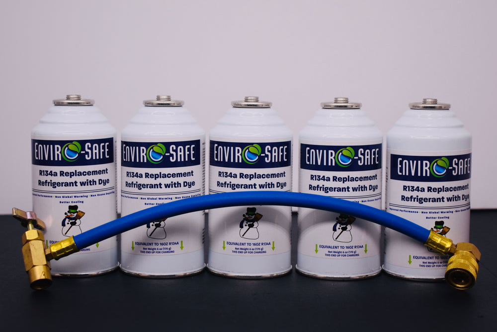 R134a Replacement Refrigerant with Dye – 5 × 6 oz Cans – Eco-Friendly A/C Recharge & Leak Detection