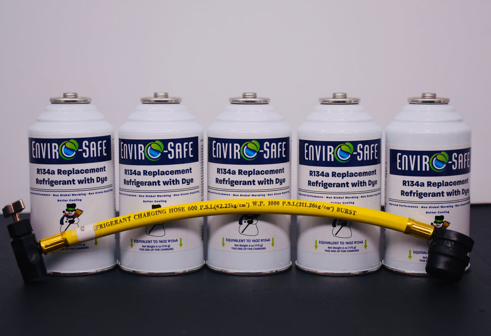 R134a Replacement Refrigerant with Dye – 5 × 6 oz Cans – Eco-Friendly A/C Recharge & Leak Detection