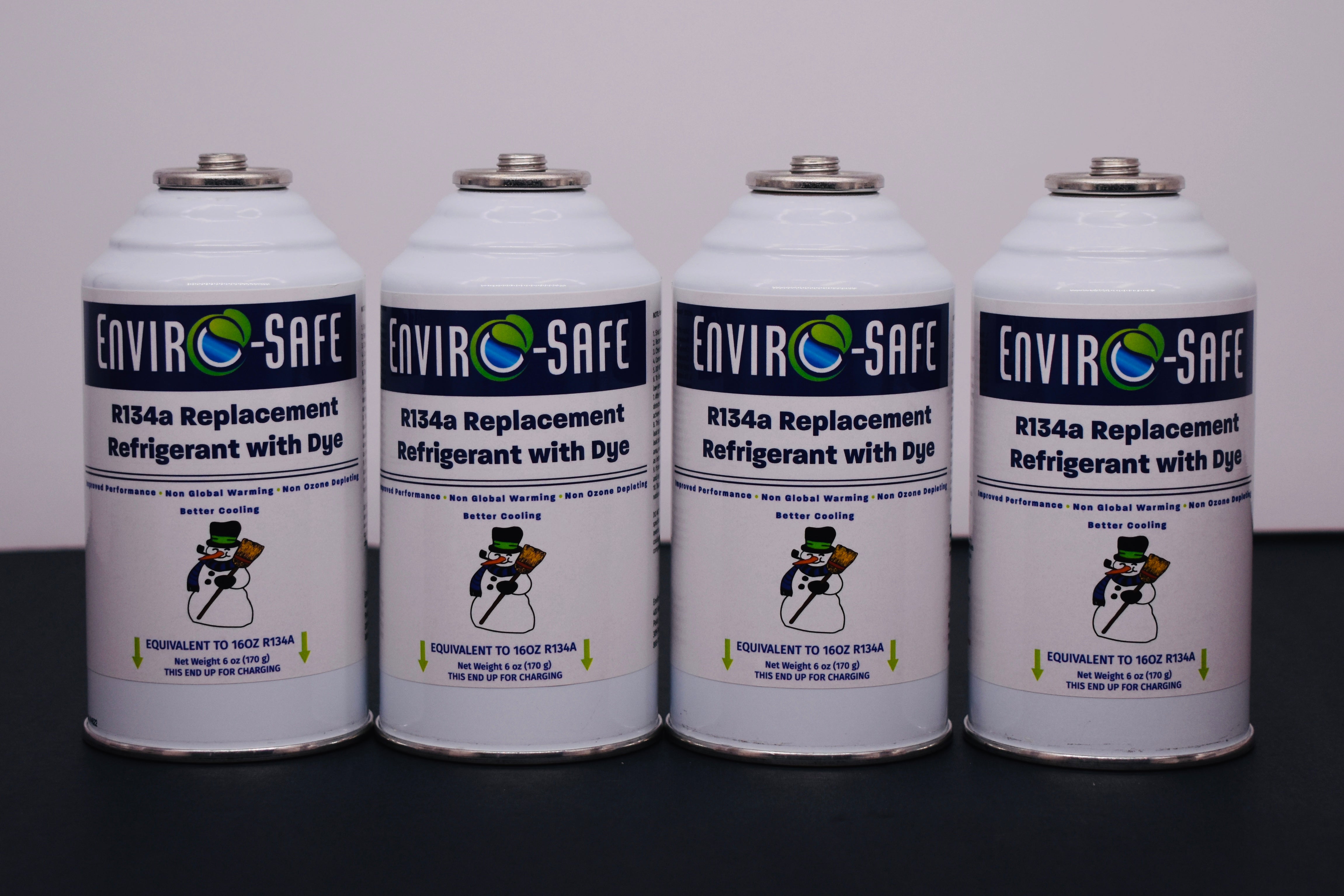 R134a Replacement Refrigerant with Dye – 4 × 6 oz Cans – Eco-Friendly A/C Recharge & Leak Detection