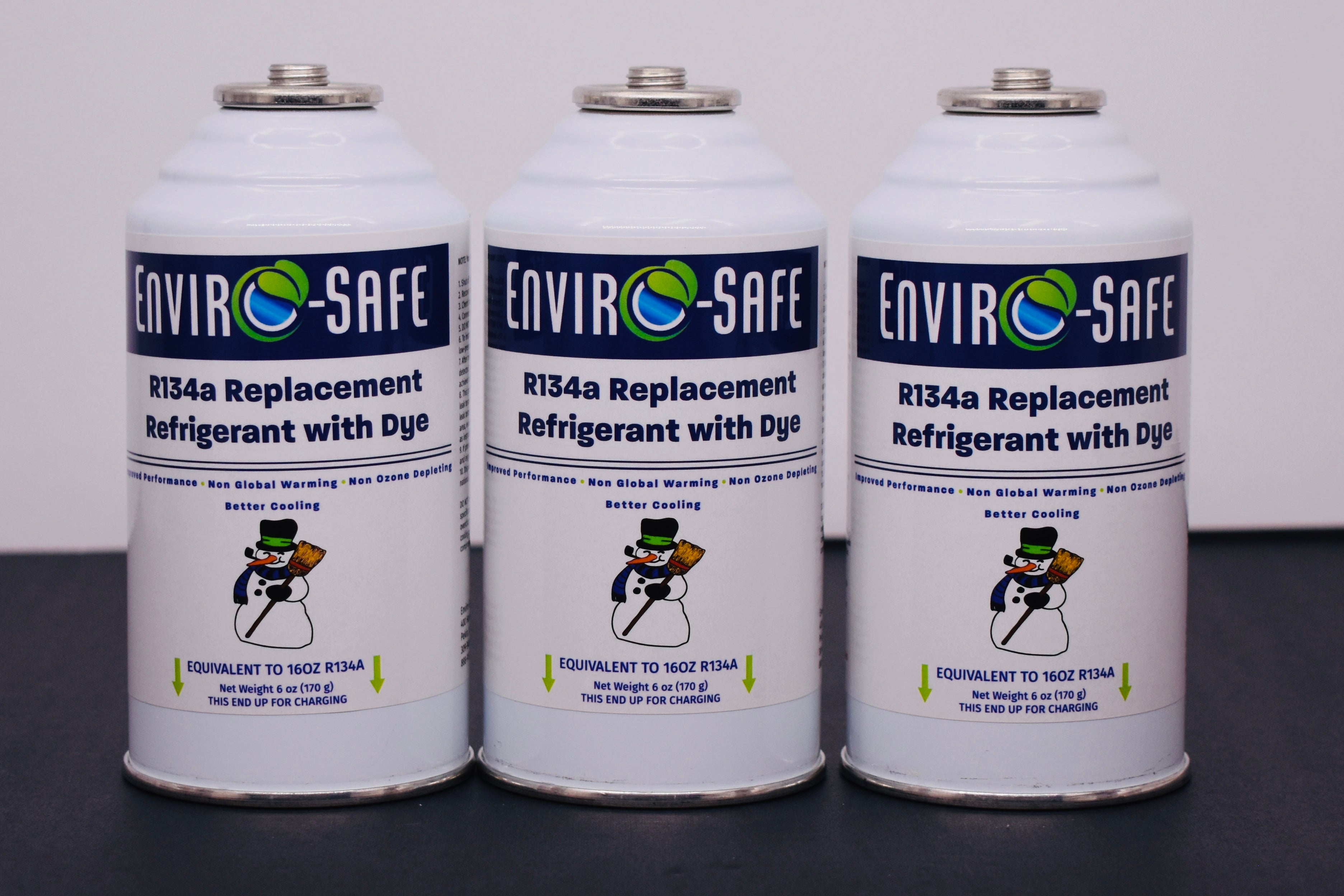 R134a Replacement Refrigerant with Dye – 3 × 6 oz Cans – Eco-Friendly A/C Recharge & Leak Detection