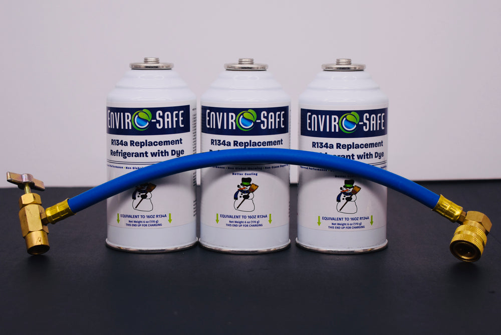 R134a Replacement Refrigerant with Dye – 3 × 6 oz Cans – Eco-Friendly A/C Recharge & Leak Detection