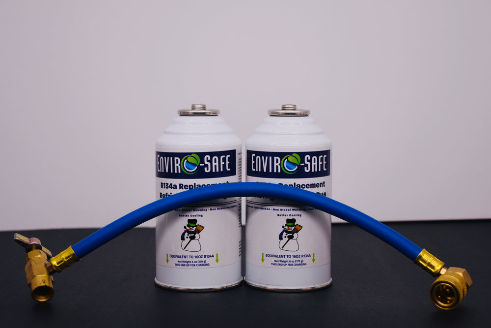 R134a Replacement Refrigerant with Dye – 2 × 6 oz Cans – Eco-Friendly A/C Recharge & Leak Detection
