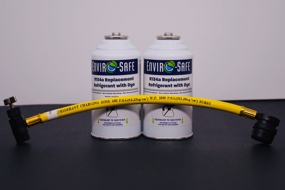 R134a Replacement Refrigerant with Dye – 2 × 6 oz Cans – Eco-Friendly A/C Recharge & Leak Detection