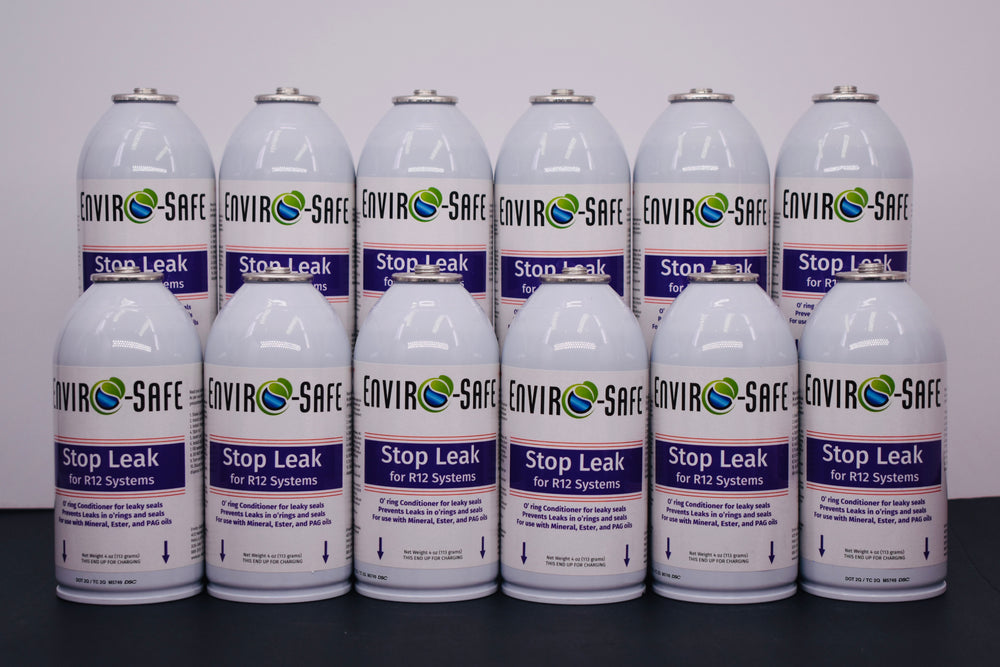 StopLeak for R12 Systems – 12 × 4 oz Cans – Reconditions O-Rings & Seals | Enviro-Safe Automotive A/C Additive