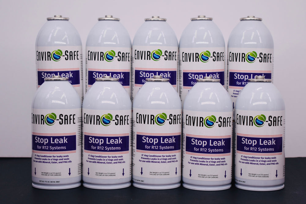 StopLeak for R12 Systems – 10 × 4 oz Cans – Reconditions O-Rings & Seals | Enviro-Safe Automotive A/C Additive