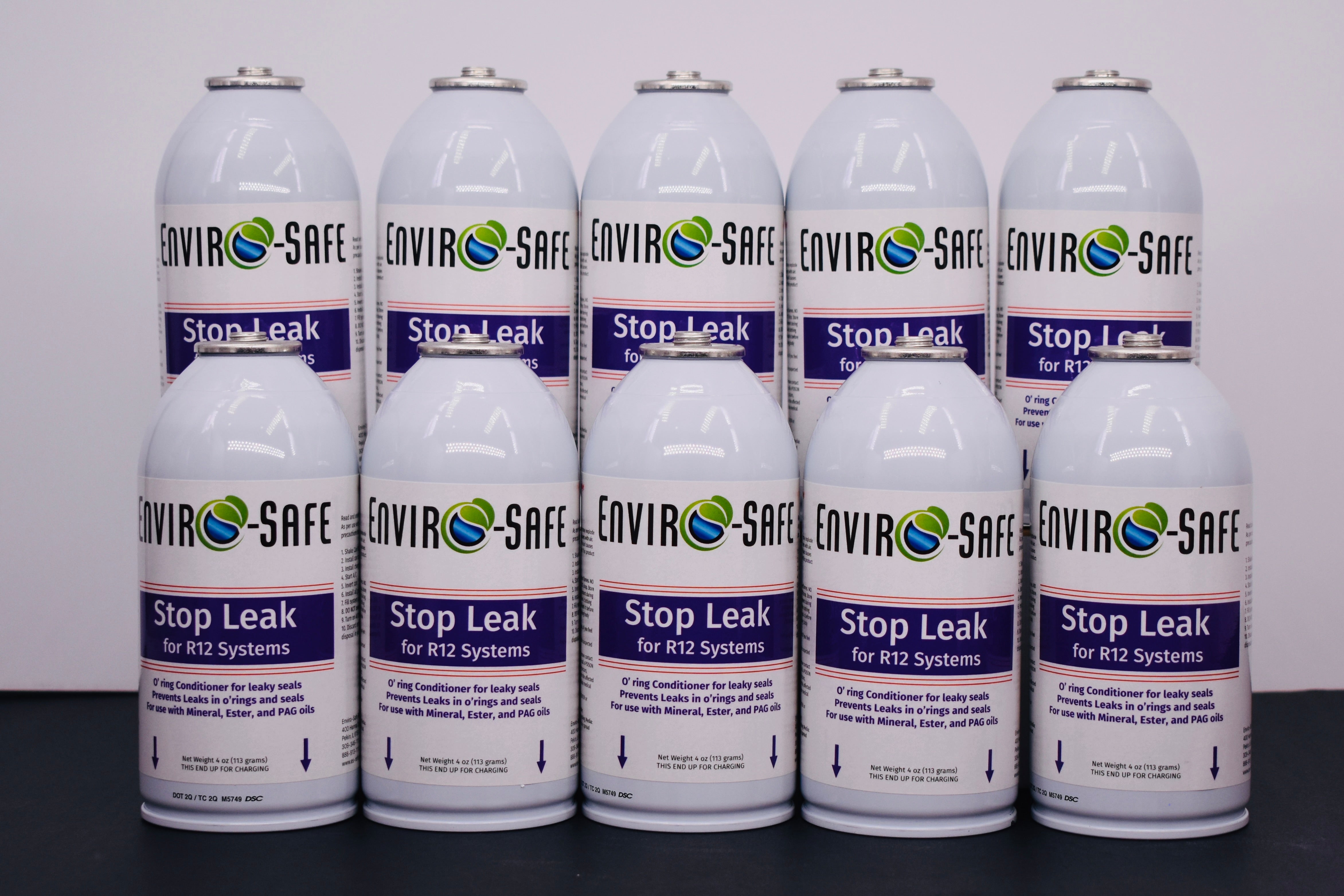 StopLeak for R12 Systems – 10 × 4 oz Cans – Reconditions O-Rings & Seals | Enviro-Safe Automotive A/C Additive