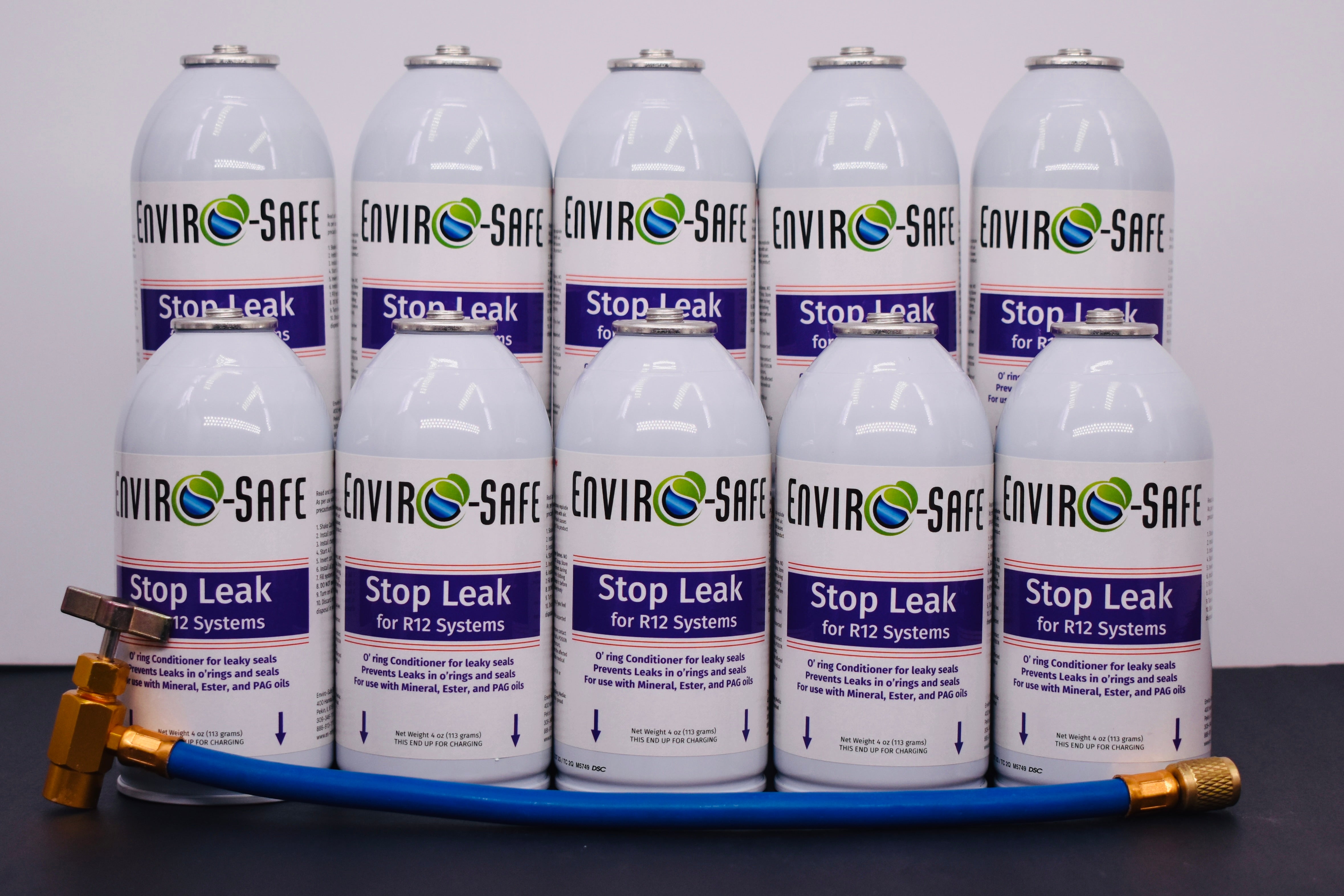 StopLeak for R12 Systems – 10 × 4 oz Cans – Reconditions O-Rings & Seals | Enviro-Safe Automotive A/C Additive