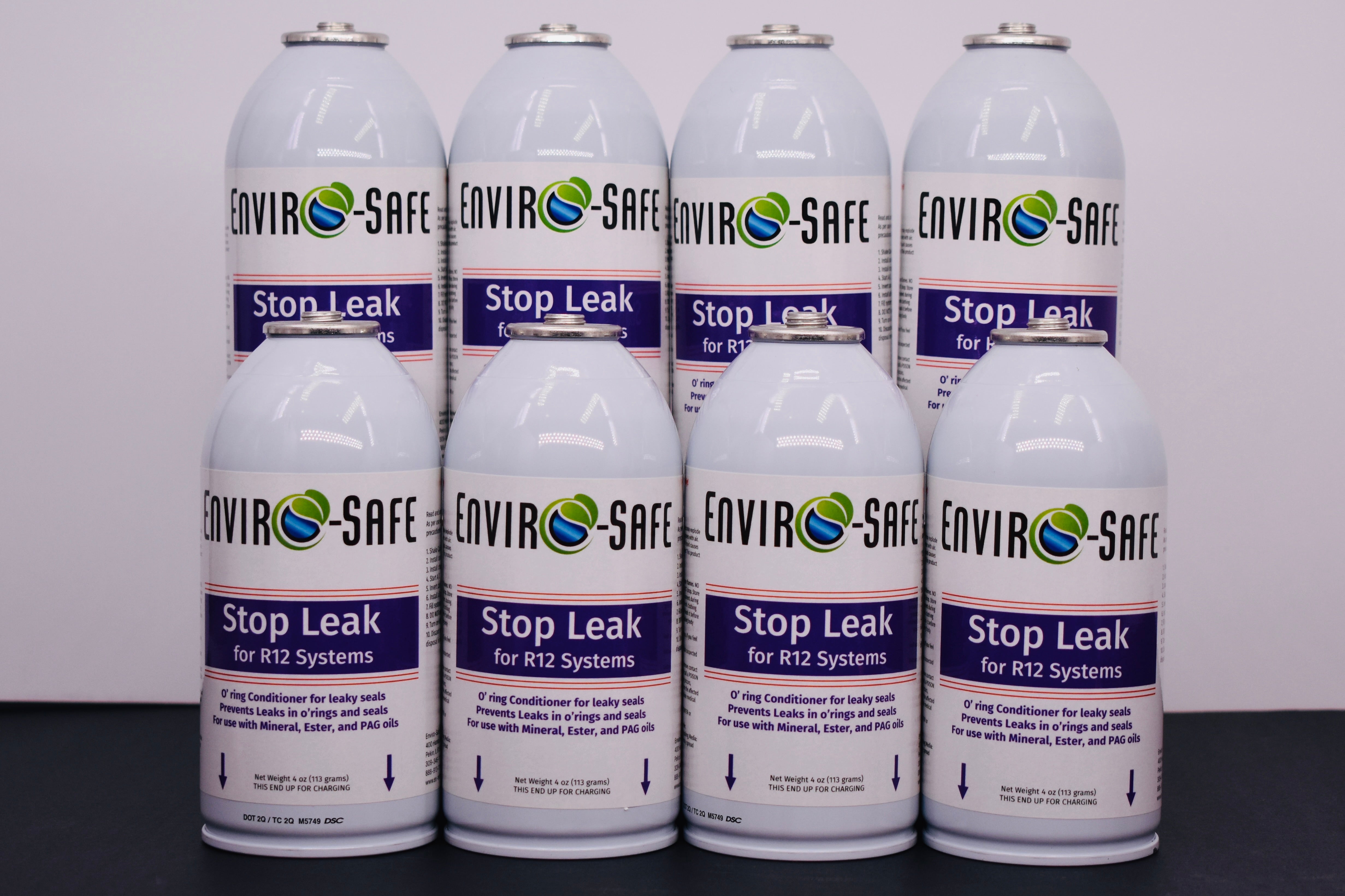 StopLeak for R12 Systems – 8 × 4 oz Cans – Reconditions O-Rings & Seals | Enviro-Safe Automotive A/C Additive
