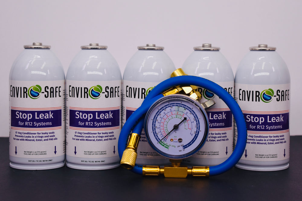 StopLeak for R12 Systems – 5 × 4 oz Cans – Reconditions O-Rings & Seals | Enviro-Safe Automotive A/C Additive