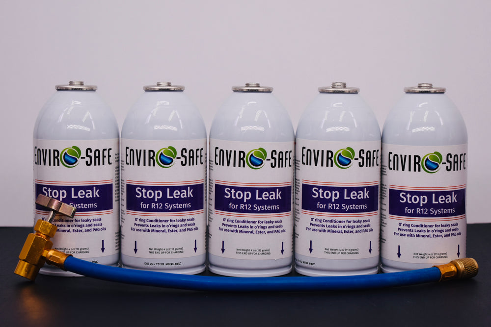 StopLeak for R12 Systems – 5 × 4 oz Cans – Reconditions O-Rings & Seals | Enviro-Safe Automotive A/C Additive