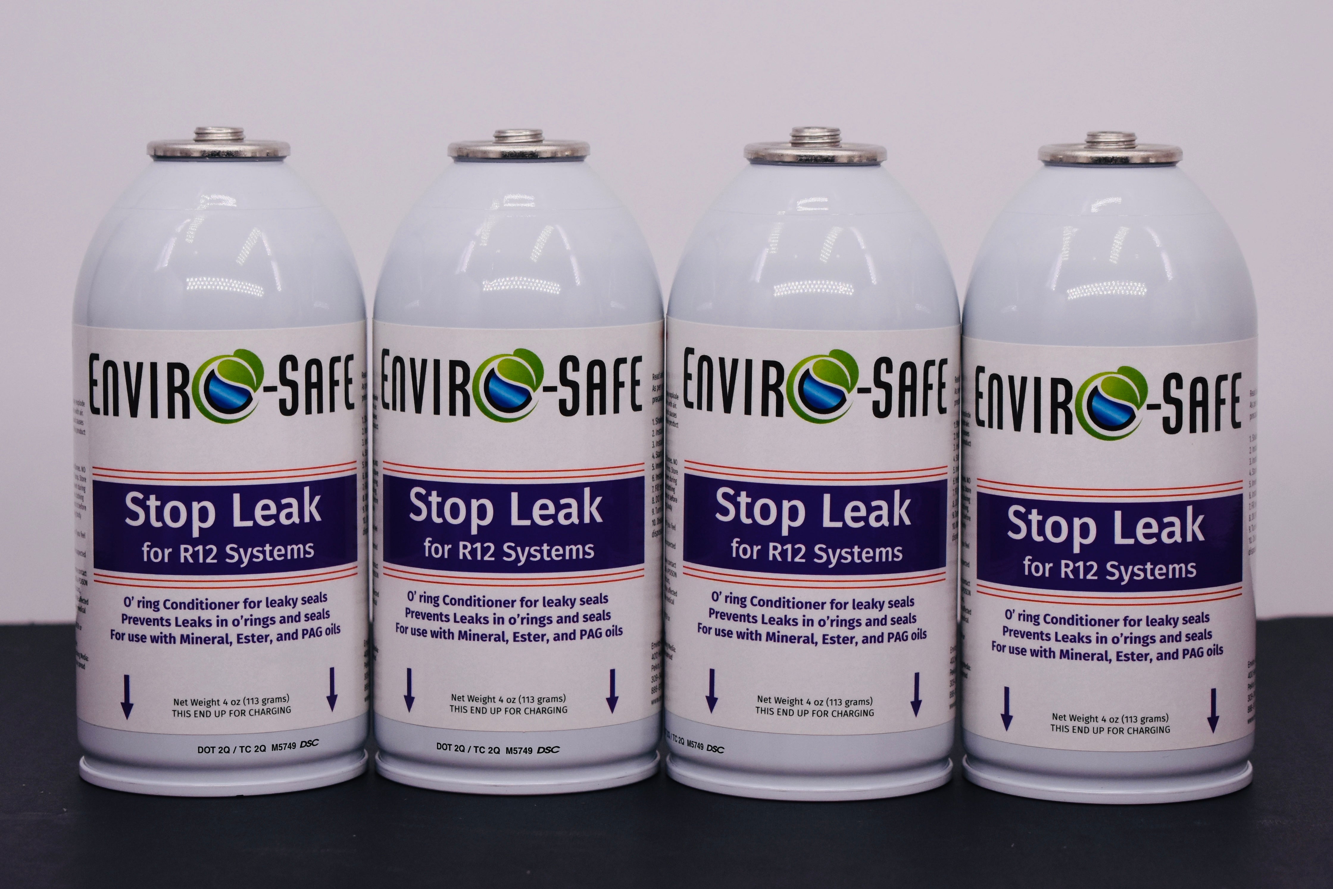 StopLeak for R12 Systems – 4 × 4 oz Cans – Reconditions O-Rings & Seals | Enviro-Safe Automotive A/C Additive