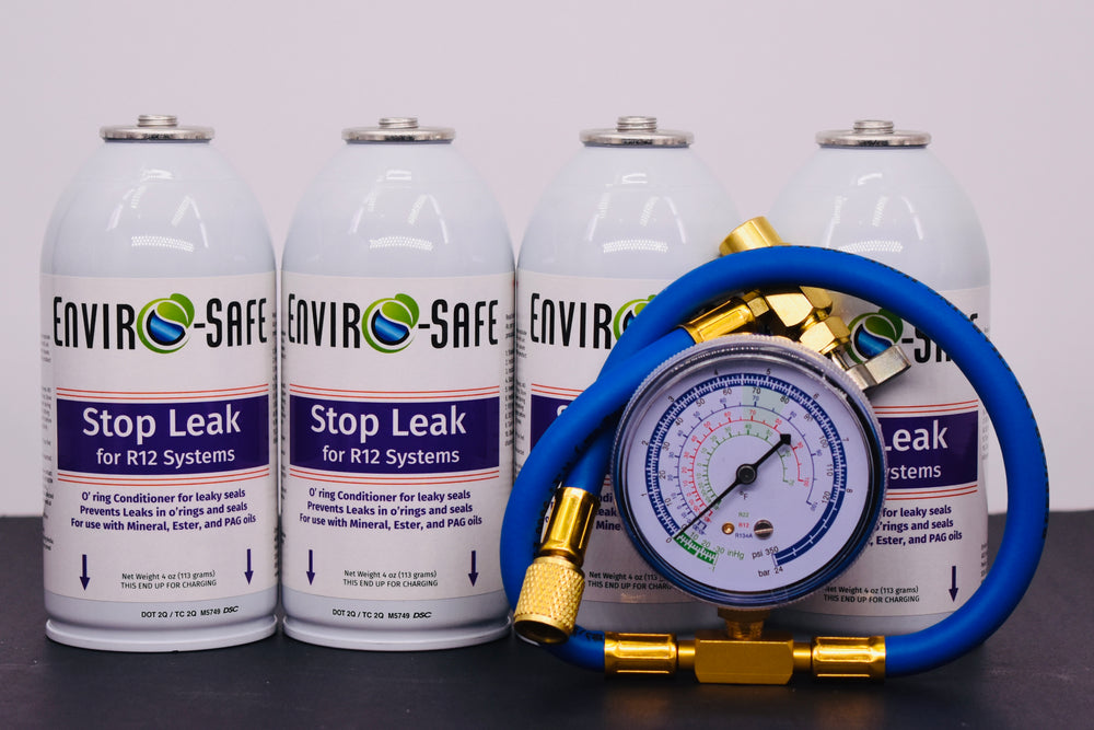StopLeak for R12 Systems – 4 × 4 oz Cans – Reconditions O-Rings & Seals | Enviro-Safe Automotive A/C Additive