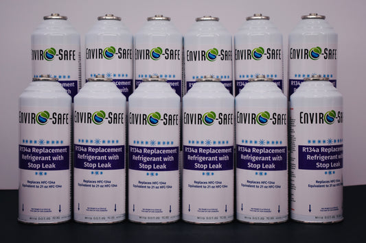 Enviro-Safe R134a Replacement Refrigerant with Stop Leak – 12 Can(s), 8 oz Each | Better Cooling, Lower Cost, Leak Protection