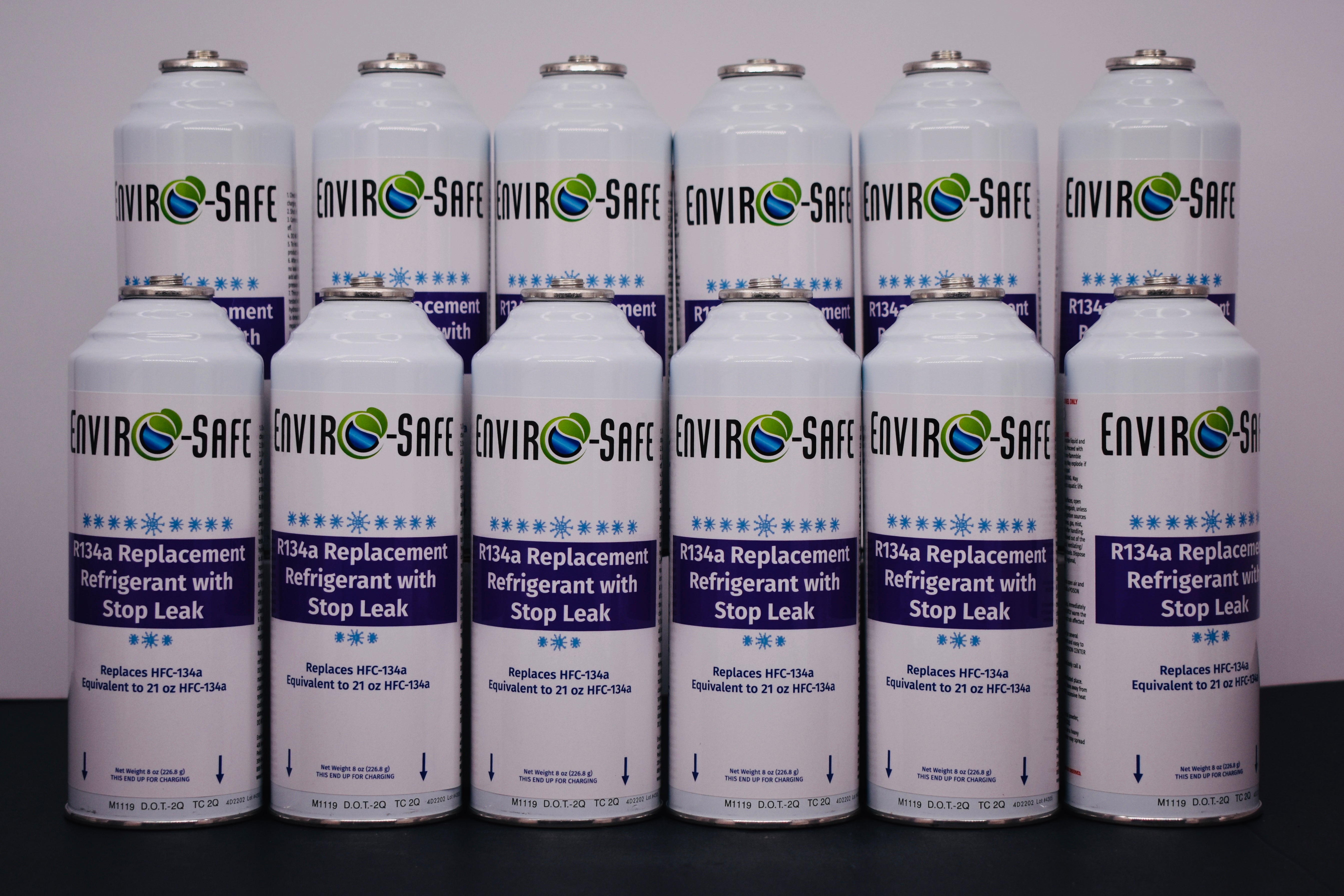 Enviro-Safe R134a Replacement Refrigerant with Stop Leak – 12 Can(s), 8 oz Each | Better Cooling, Lower Cost, Leak Protection