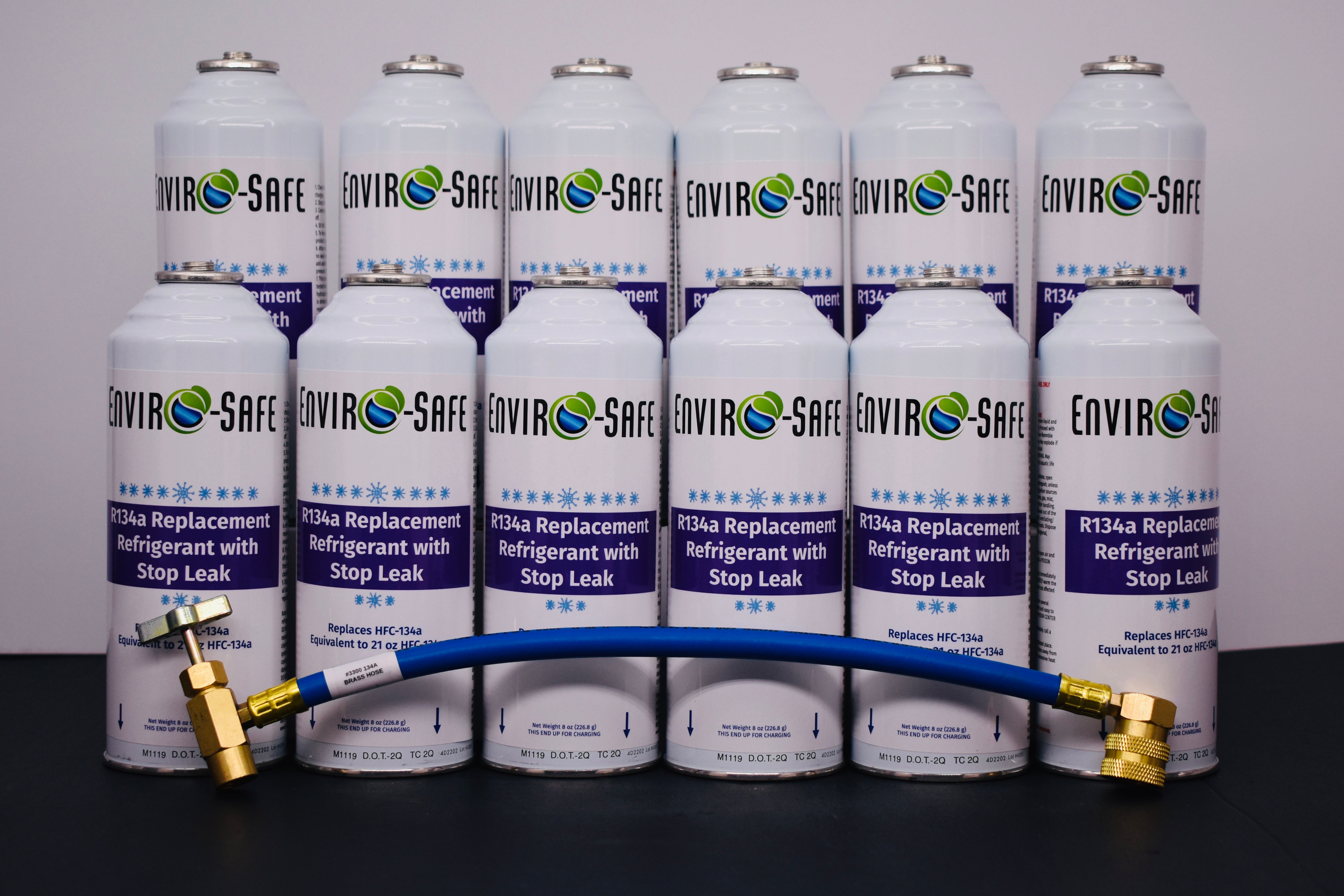 Enviro-Safe R134a Replacement Refrigerant with Stop Leak – 12 Can(s), 8 oz Each | Better Cooling, Lower Cost, Leak Protection