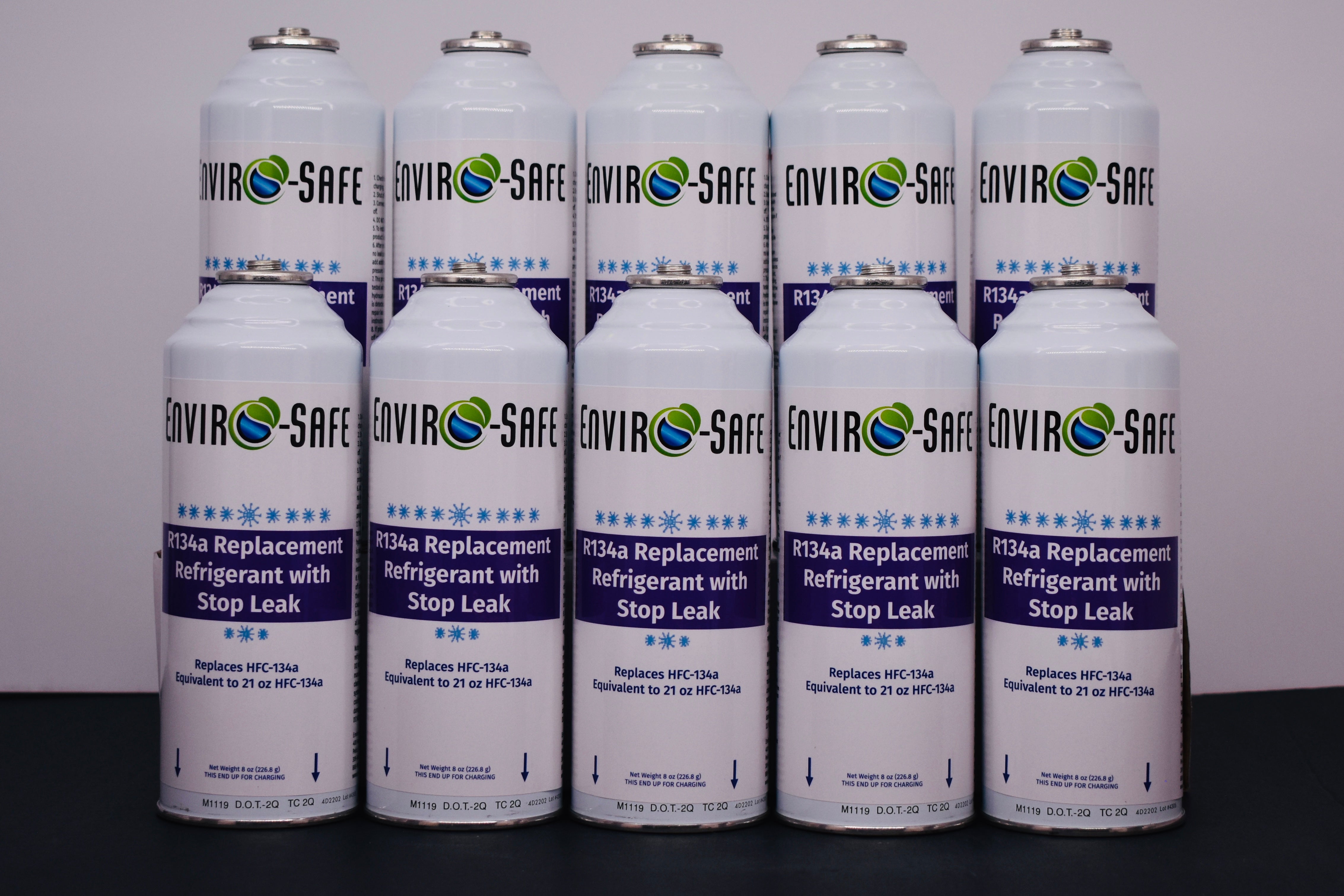 Enviro-Safe R134a Replacement Refrigerant with Stop Leak – 10 Can(s), 8 oz Each | Better Cooling, Lower Cost, Leak Protection