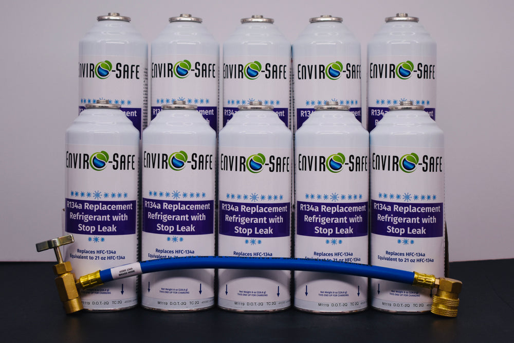 Enviro-Safe R134a Replacement Refrigerant with Stop Leak – 10 Can(s), 8 oz Each | Better Cooling, Lower Cost, Leak Protection