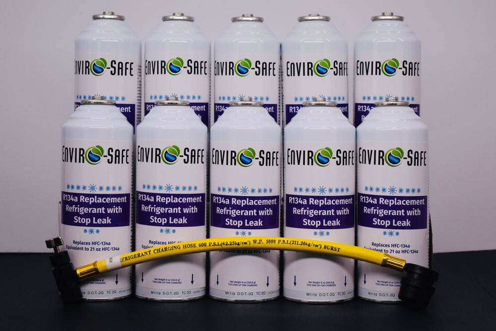 Enviro-Safe R134a Replacement Refrigerant with Stop Leak – 10 Can(s), 8 oz Each | Better Cooling, Lower Cost, Leak Protection