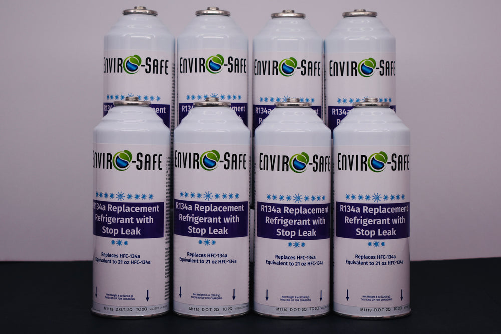 Enviro-Safe R134a Replacement Refrigerant with Stop Leak – 8 Can(s), 8 oz Each | Better Cooling, Lower Cost, Leak Protection