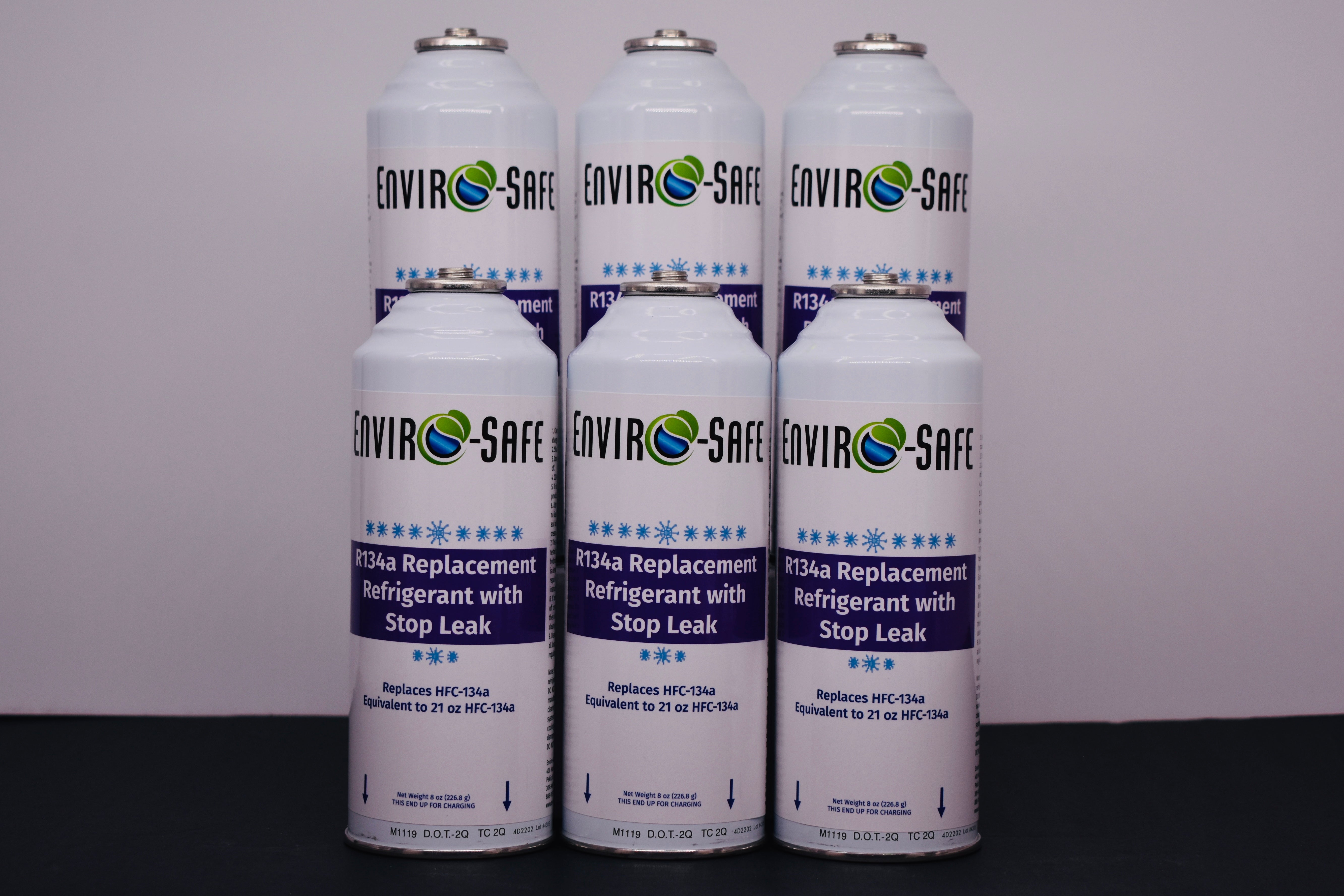 Enviro-Safe R134a Replacement Refrigerant with Stop Leak – 6 Can(s), 8 oz Each | Better Cooling, Lower Cost, Leak Protection